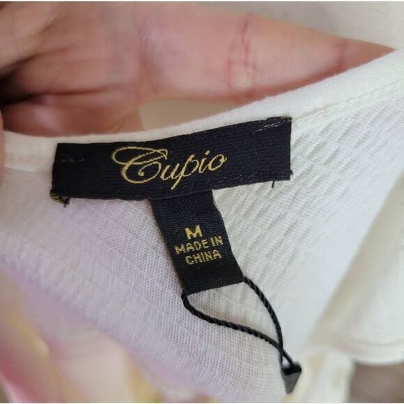 NWT Cupio Tiered Lace Ivory Cream V Neck Tank Top Medium - Picture 4 of 5